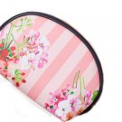 Pink Floral Stripe Cosmetic Bag