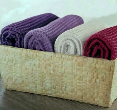 4-Piece Waffle Weave Washcloth Set With Basket
