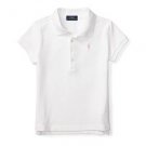 Ralph Lauren Girls Stretch Mesh Polo Shirt White Ralph Lauren Girls Stretch Mesh Polo Shirt White