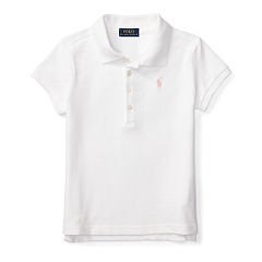 Ralph Lauren Girls Stretch Mesh Polo Shirt White