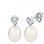 Freshwater Cultured Pearl & White Topaz Stud Earrings & Pendant Set