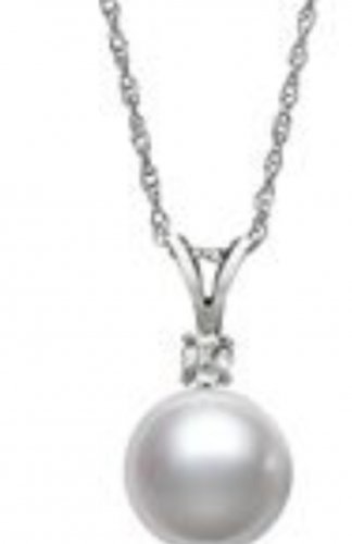 Freshwater Cultured Pearl & White Topaz Stud Earrings & Pendant Set