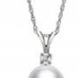 Freshwater Cultured Pearl & White Topaz Stud Earrings & Pendant Set