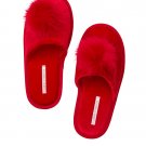Victoria's Secret Red Plush Pom Pom Slippers