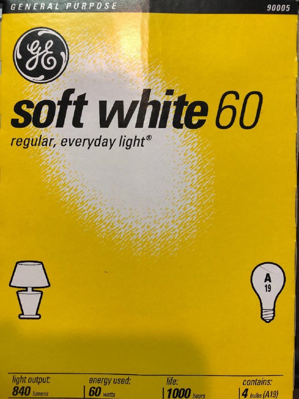 GE 60 Watt Soft White Incandescent Light Bulbs 4 Pack