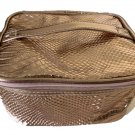Makeup Train Case Metallic Faux Croc Rosegold