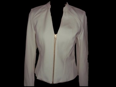 Cache Cropped Zip Front Jacket Winter White