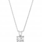 Sterling Silver Princess Cut CZ Pendant Necklace