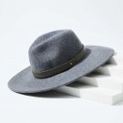 Women's Fedora With Faux Leather Band Gray