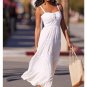 Women's Grommet Lace-up Sleeveless Midi Dress White