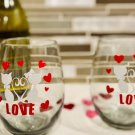 Love Cats Stemless Wine Glasses Set of Two