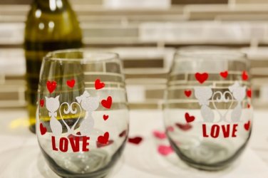 Love Cats Stemless Wine Glasses Set of Two