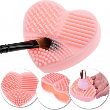 Silicone Heart Shaped Makeup Brush Cleaner Pink