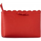 Limited Edition Red Scalloped Faux Leather Bow Detail Makeup Bag
