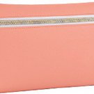 Faux Leather Zip Front Makeup Bag Pink