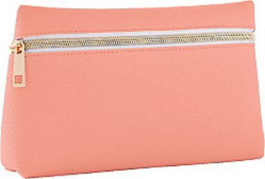 Faux Leather Zip Front Makeup Bag Pink