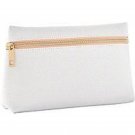 Faux Leather Zip Front Makeup Bag Ivory