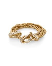 White House Black Market Layered Crystal Accent Gold-tone Snake Chain Toggle Bracelet