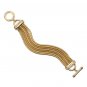 White House Black Market Layered Crystal Accent Gold-tone Snake Chain Toggle Bracelet