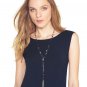 White House Black Market Beaded Tassel Drop Necklace Blue / Silver