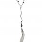 White House Black Market Beaded Tassel Drop Necklace Blue / Silver