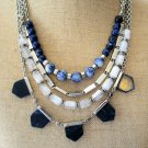White House Black Market Convertible Beaded Necklace Blue / White / Silver White House Black Market Convertible Beaded Necklace Blue / White / Silver