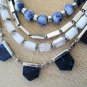 White House Black Market Convertible Beaded Necklace Blue / White / Silver