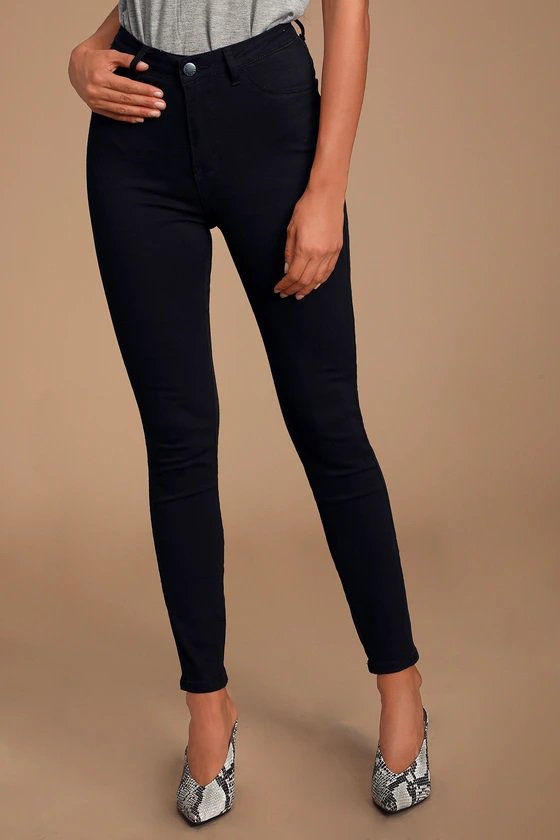 high rise stretch jeans