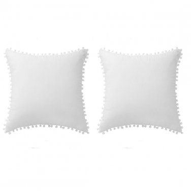 Velvet PomPom 16" Throw Pillow Covers Set of 2 White