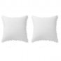 Velvet PomPom 16" Throw Pillow Covers Set of 2 White