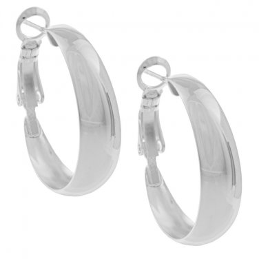 Silvertone Tapered Hoop Earrings