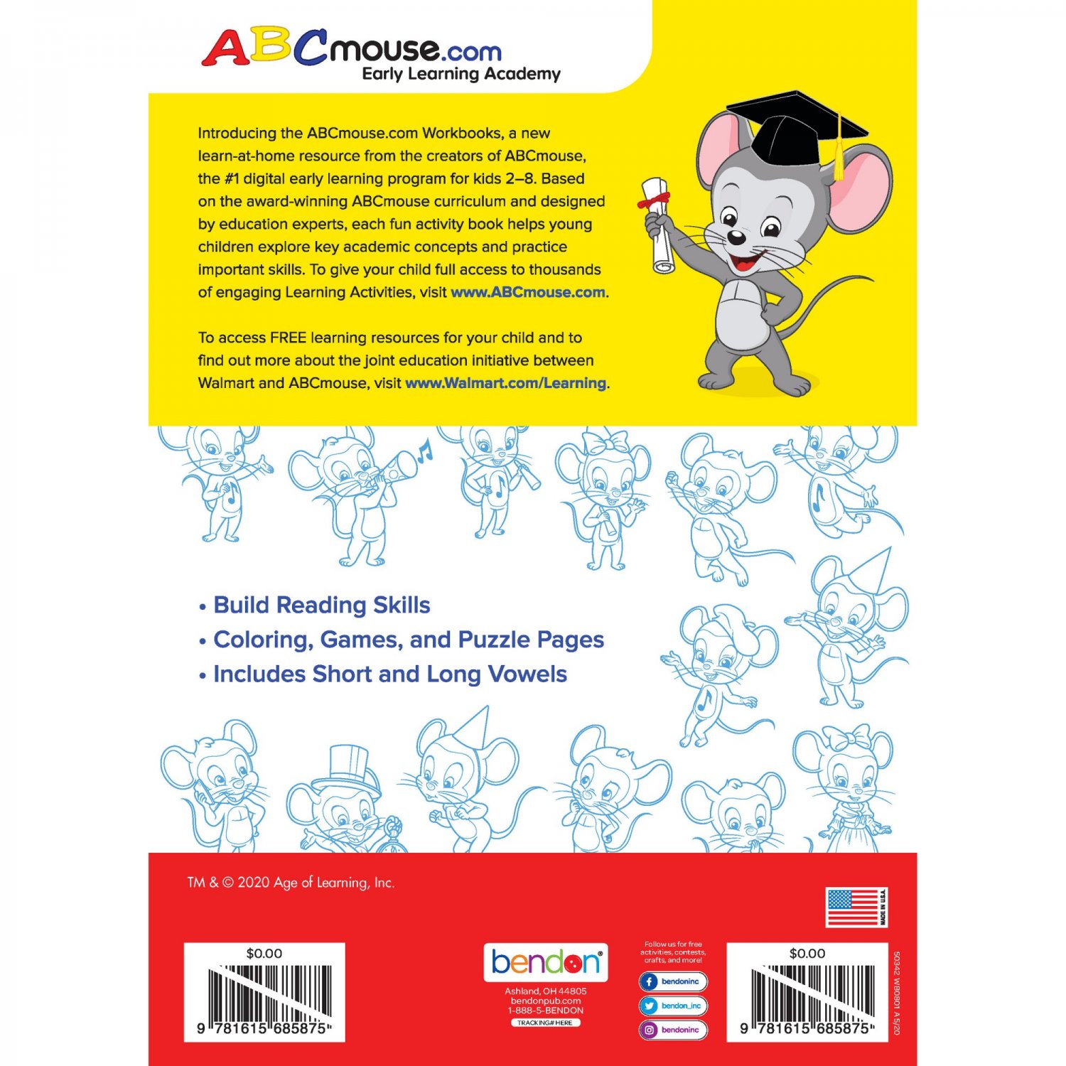 ABCmouse Phonics Consonants And Vowels 80 Page Workbook With Stickers