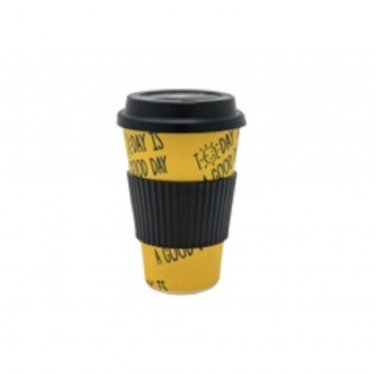 Reusable Bamboo Lidded Travel Coffee Tumbler With Sleeve
