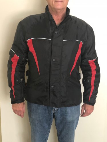 Mens Funrider Padded Motorcycle Jacket Black Red XL
