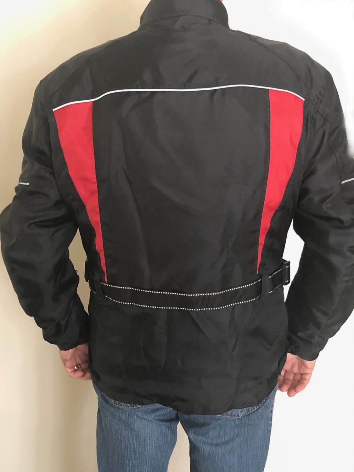 Mens Funrider Padded Motorcycle Jacket Black Red XL