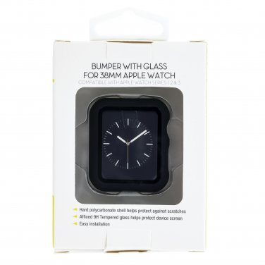 Full Protection Clear Bumper with Glass Screen Protection for 38MM Apple Watch