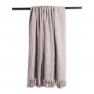 Houndstooth Patterned Cotton Throw Brown/Cream