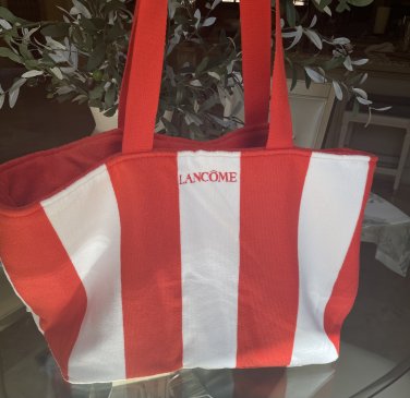 Striped Terry Beach Tote Bag Red/White