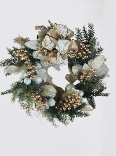 Pearl & Gold Elegance Prelit Christmas Wreath