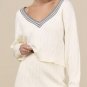 Lulu’s Cable Knit Varsity Sweater Ivory/Grey Medium