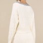 Lulu’s Cable Knit Varsity Sweater Ivory/Grey Medium