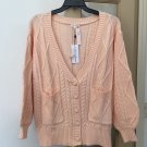 For Love & Lemons Cable Knit Cardigan Sweater Peach S For Love & Lemons Cable Knit Cardigan Sweater Peach S