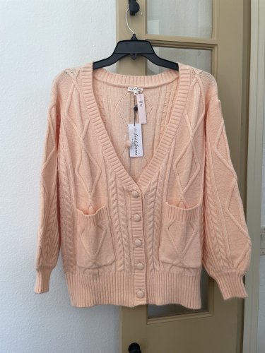 For Love & Lemons Cable Knit Cardigan Sweater Peach S