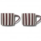 Noon & Moon Cherry Lacquer Striped Coffee Mugs Set of 2 Noon & Moon Cherry Lacquer Striped Coffee Mugs Set of 2
