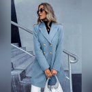 Women’s Double-breasted Wool Coat with Gold-tone Hardware Blue S