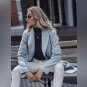 Womenâs Double-breasted Wool Coat with Gold-tone Hardware Blue S