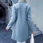 Womenâs Double-breasted Wool Coat with Gold-tone Hardware Blue S