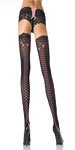 Stay up lace top lycra faux lace up back stocking