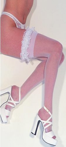 Sheer thigh-hi with ruffle