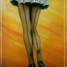 Sheer pantyhose with flocked bow-back design with rhinestone